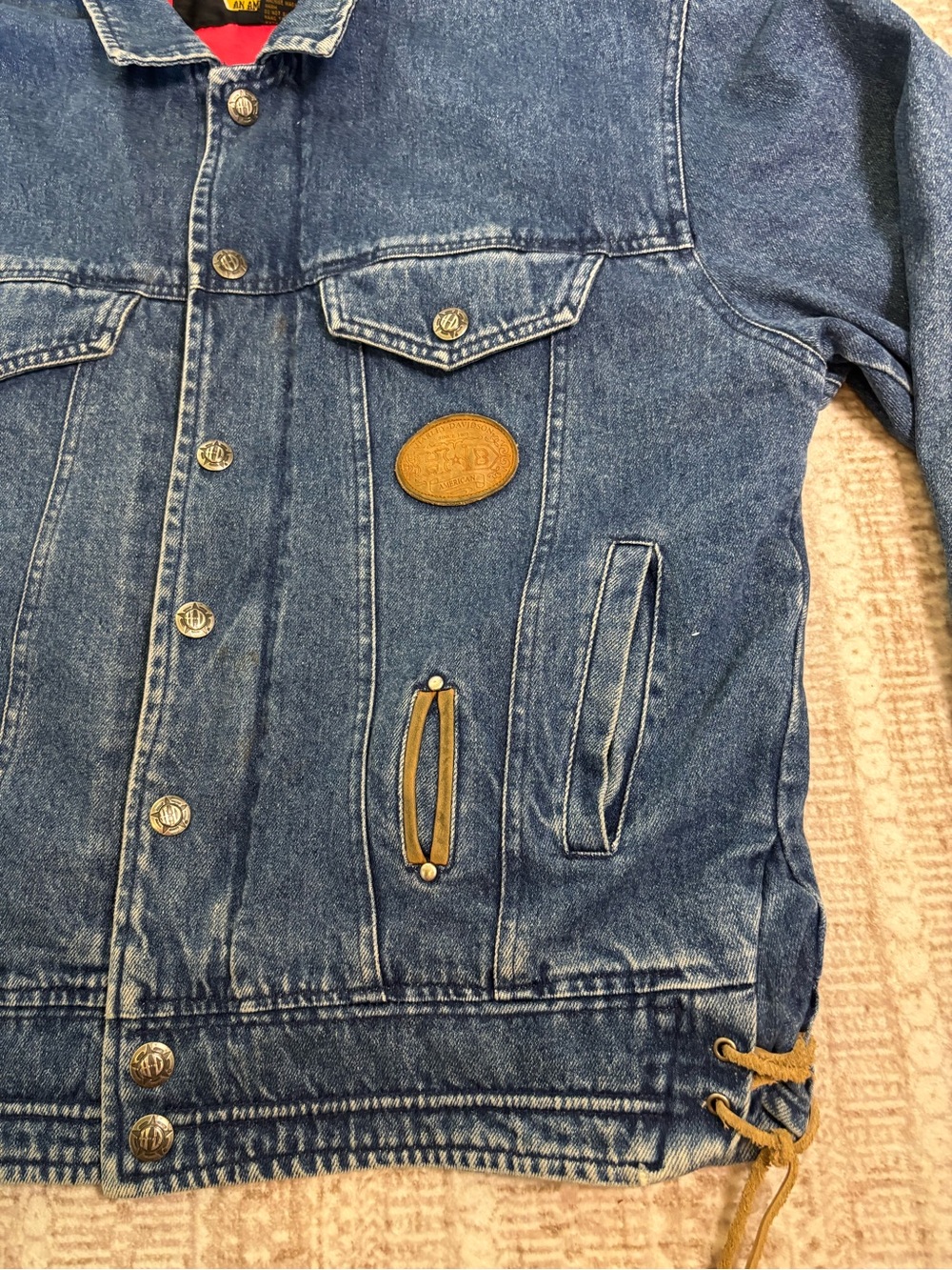 1990s Vintage Harley Davidson Motorcycle Jean Jacket Size L - Picture 5 of 13